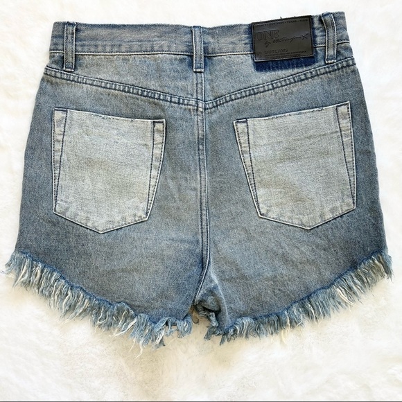 ONE X ONE TEASPOON BUTTON FLY SHORTS SIZE 24 Festival Rodeo Trendy High Rise - Picture 3 of 8